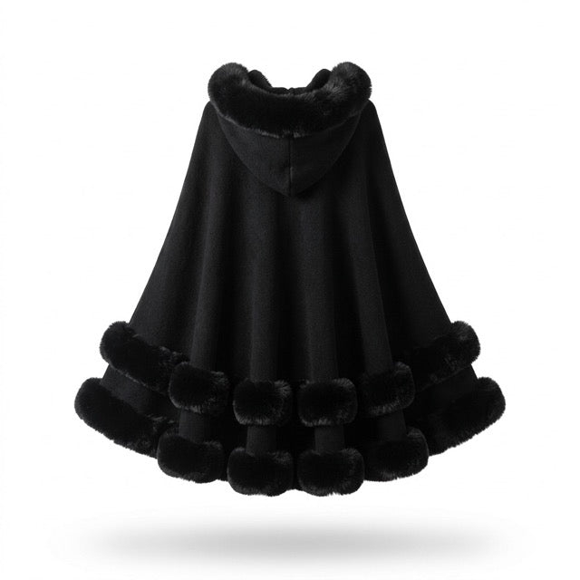 Flauschiger Kapuzen-Poncho