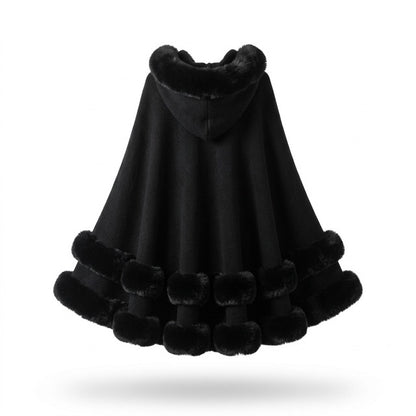 Flauschiger Kapuzen-Poncho