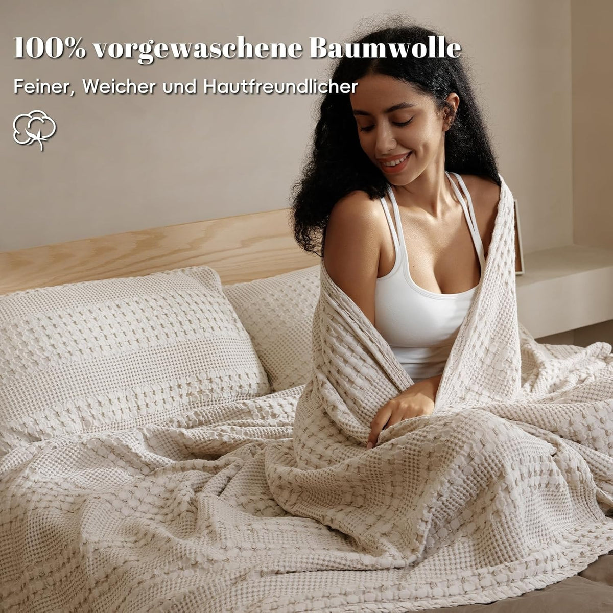 Waffeldecke aus 100 % Baumwolle – Alpenfaser